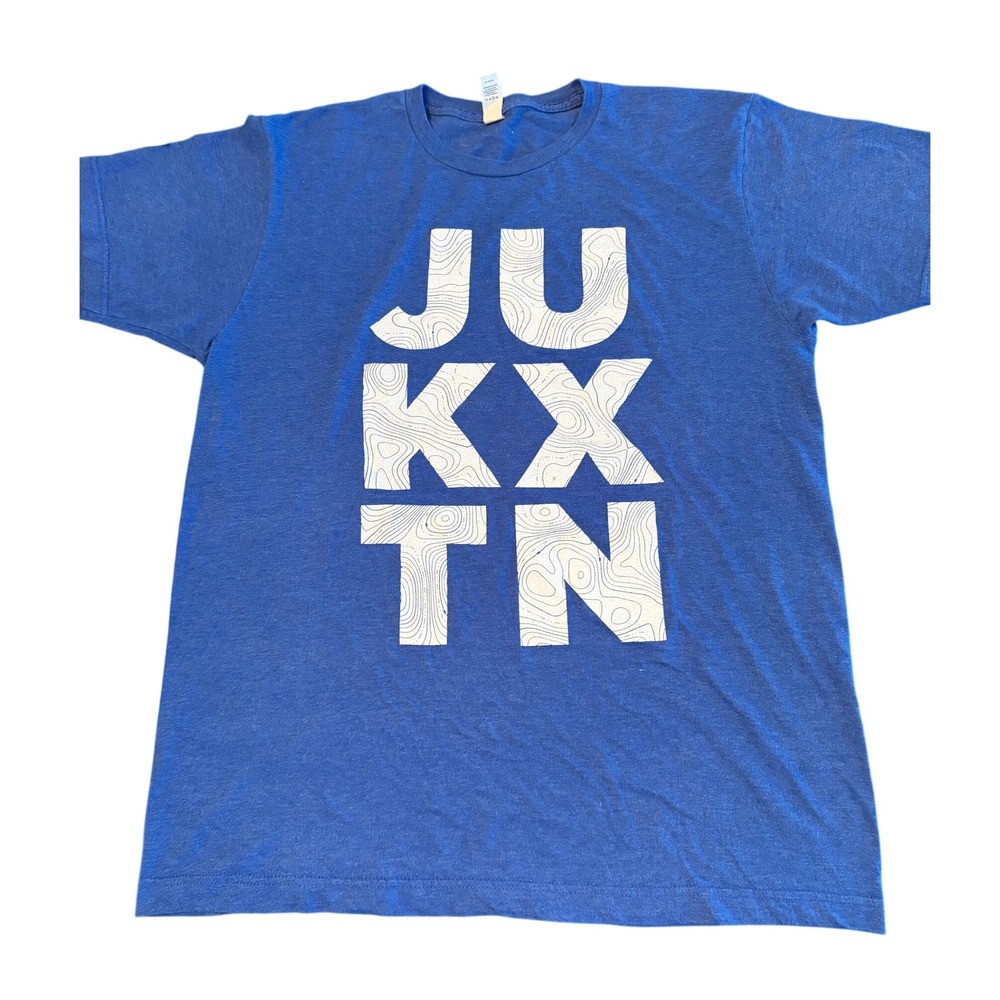 JUKXTN Graphic T-Shirt Blue ‎ Short Sleeve Crew Neck Tee